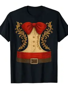 Men'S Mexican Mariachi Charro Costume T-Shirt| Western Mexican Dance Outfit with Golden Accent, Hola Shirt, Round Neck, Regular Fit, Cinco De Mayo, Dia De Los Muertos, Themed Parties| Pure, 220G, Vintage Style, Crew Neck, Slight Stretch