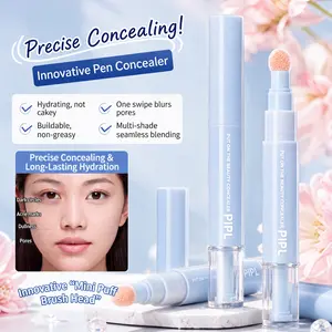 PIPL Flawless Beauty Concealer Pen, Buildable Hydrating Coverage with Sponge Applicator, Long-Lasting, Crease-Proof, Non-Cakey for Dark Circles, Acne Marks, and Pores