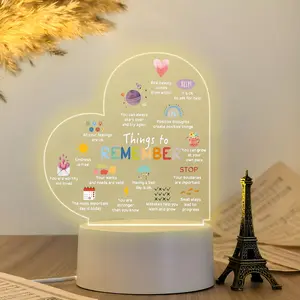 Acrylic Decorative Night Light Led Desk Lamp for Mental Health and Affirmation, Unique Desktop Reading Lamp, Multi-Purpose for Treatment, Anxiety, School Counseling