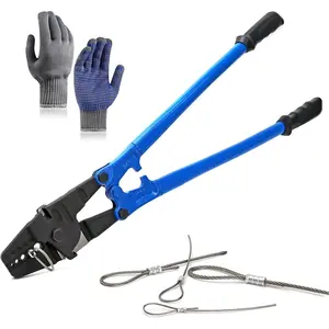 24 Inch Hand Swaging Cutting Tool, Wire Rope Crimping Tool for 1/16" 3/32" 1/8" 5/32" 3/16" Wires, 2-in-1 Crimper and Cutter, Swager Crimper for Copper Aluminum Oval Sleeve and Stop Sleeve