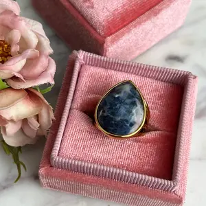 Chunky Sodalita Ring Calming Properties Adjustable