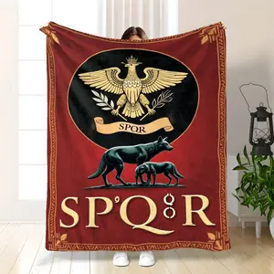 SPQR Roman Empire Blanket - Soft Flannel Bedspread Suitable for Bed & Couch - Ancient Rome Themed Bedspread, Perfect Gift for History Buffs, Romans for all Seasons (Polyester)  Essential for home and outdoor use.