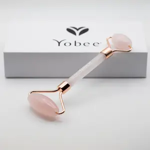 Yobee Deluxe Crystal Face Roller Massager - - Cool and Soothing Facial Skincare - Rose Quartz