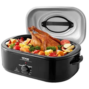 fathersdaygift VEVOR Electric Roaster Oven, 20 QT Turkey Roaster Oven with Self-Basting Lid, 1450W Roaster Oven with Defrost Warm Function, Adjustable Temperature, Removable Pan Rack, Fits Turkeys Up to 24LBS