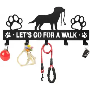 5-Hook Dog Leash Wall Mount, Dog Accessory Holder, Metal Key Hook
