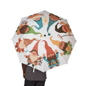 Gnomes Garden Party Pattern Umbrella | Semi-Automatic Rain