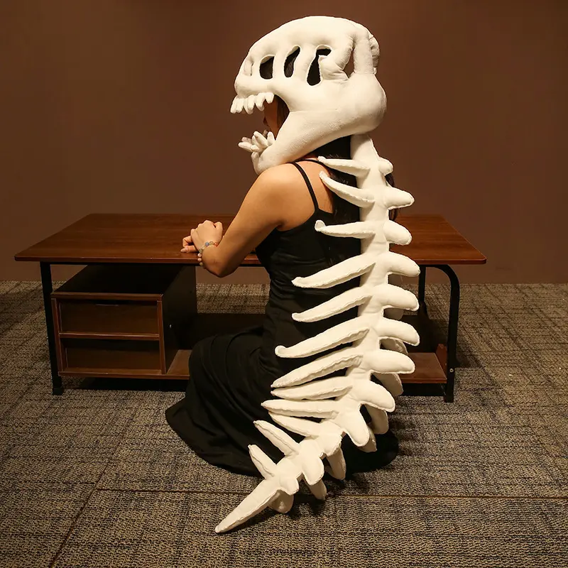 Dinosaur Skeleton Headgear Plush Skeleton Doll Funny Birthday Gift for Kids and Adults