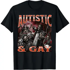 Autistic and Gay Funny Hard Skeleton Meme Bootleg T-Shirt