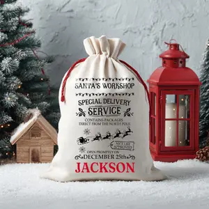 Santa’s Workshop Delivery Sack Personalized Christmas Bag North Pole Express Gift Bag