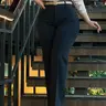 CHICME Lady's High-Waist Straight-Leg Bottoms - Women's Business Casual Office Wear, Elegant Fitted Corporate Attire for All Seasons Work Outfits