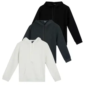 Real Essentials 3 Pack: Women's Fleece Long-Sleeve Pullover Hoodie Active Sweatshirt Kangaroo Pocket - (Available In Plus)