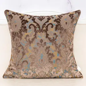 Boho Brown Floral Throw Pillow Cover 20x20 Inch Cut  Sqaure Luxury Embroidered Decorative Pillow Cover for Couch Living Room Bedroom