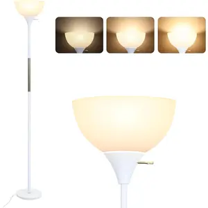 Floor Lamp, LED Standing Lamp 3 Way Dimmable Brightness Floor Lamp Rotary  Floor Lamps Modern Industrial Lamp with Shade, Tall Lamps for Living Room Bedroom Office Dining Room (White)