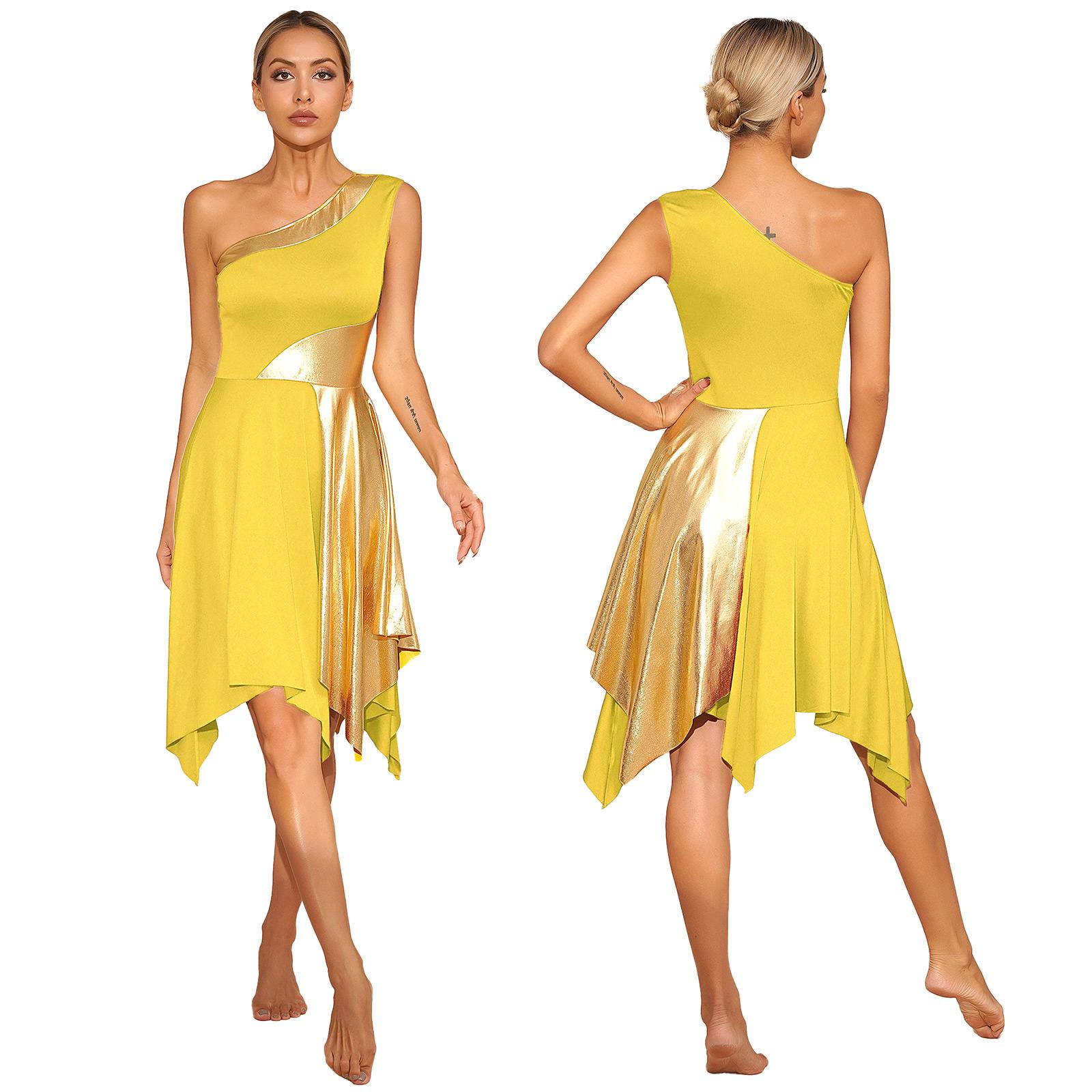 Women Church Choir Worship Praise Dress Modern Lyrical Dance Performance Costume One Shoulder Irregular Hem Dresses Dancewear Women Church Choir Worship Praise Dress Modern Lyrical Dance Performance Costume One Shoulder Irregular Hem Dresses Dancewear