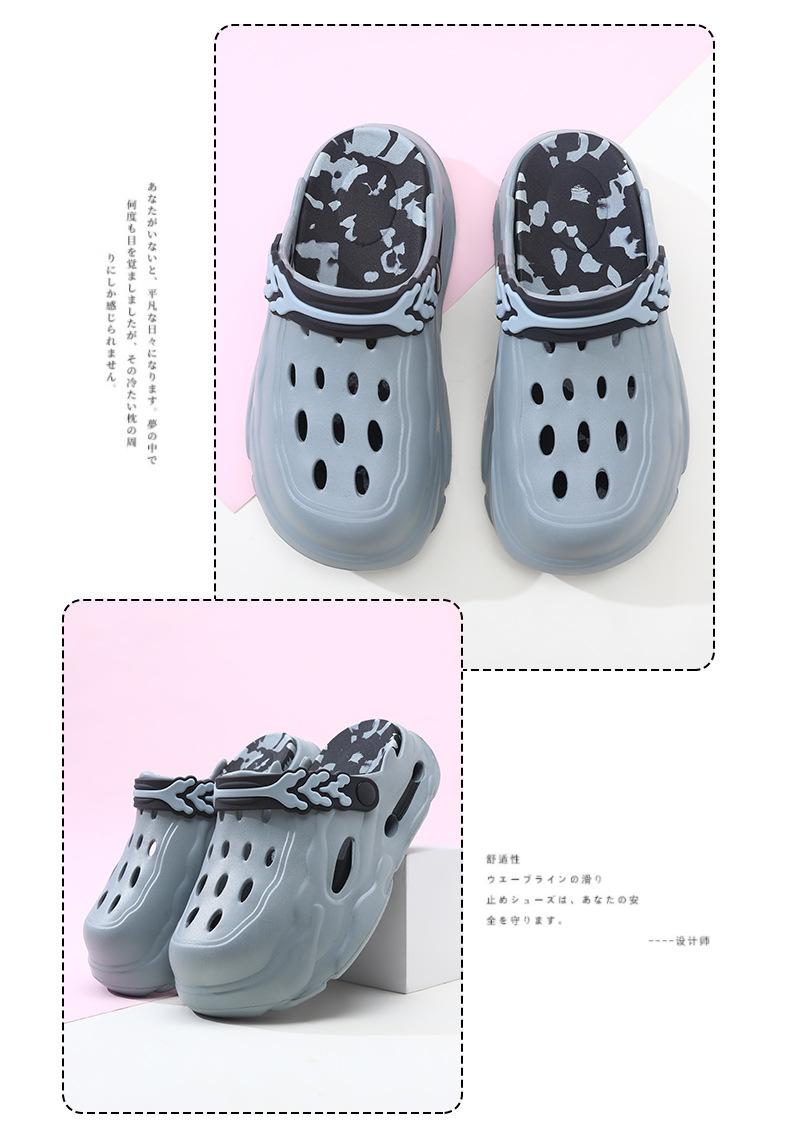 Couples’ clogs — men’s colorblock hollow-out design clogs; casual, comfortable, breathable, non-slip clogs; fashionable slippers for indoor and outdoor wear; breathable, lightweight clogs