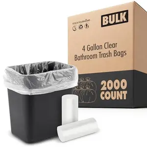4 Gallon Clear Bathroom Trash Bags (2000 Pack)