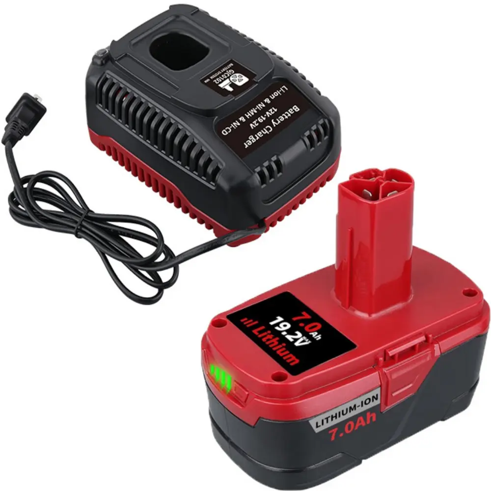 7.0Ah 19.2V Battery Replacement for Craftsman and Battery Charger Compatible with Lithium Cordless Power Tools Battery C3 XCP 11375 11376 130279003 1323903 1323517
