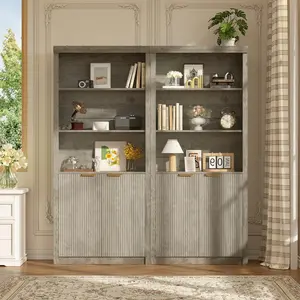 Garvee 5 Tier Bookcase Display Shelves with Storage Cabinet & Adjustable Shelf