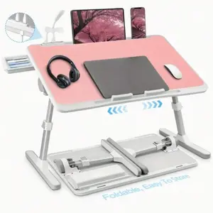 Lap Desk with Tablet Slot, Foldable Laptop Table with Storage Drawer for Bed，Portable Bed Desk for Laptop, Computer Tray with Cup Holder Notebook Stand Reading Holder for Couch Floor