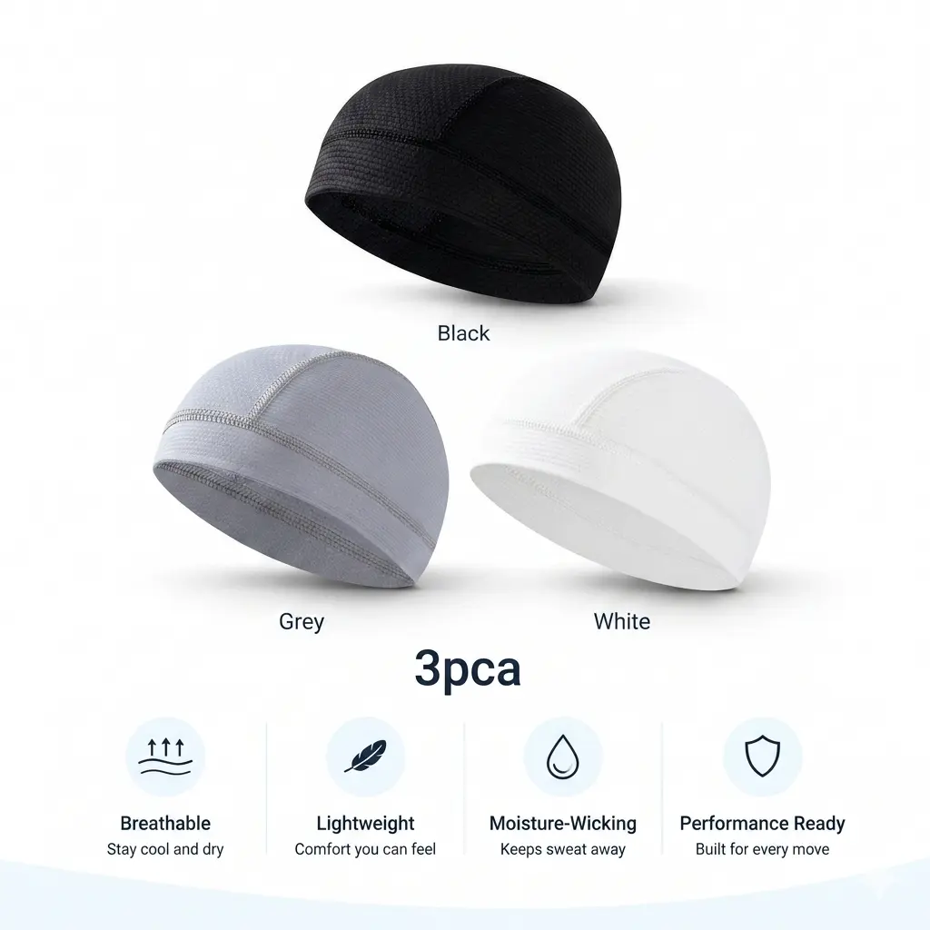 Men & Women's 3-Pack All Season Mesh Skull Caps, Ultra-Light Breathable Helmet Liner, Moisture-Wicking for Cycling, Gym Use, Motorcycles, Birthday Gift, Stay Cool and Dry