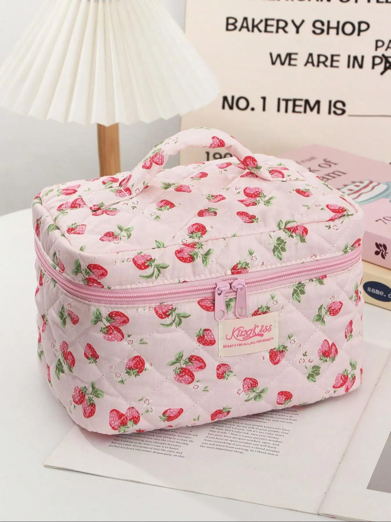 Strawberry Pattern Makeup Bag Set, Large Capacity Fluffy Makeup Bag & Toiletries Bag & Makeup Brush Bag, Portable Cosmetic Storage Bag, Makeup Organizer Pouch, Cosmetic Travel Bags, Cosmetics Organizer