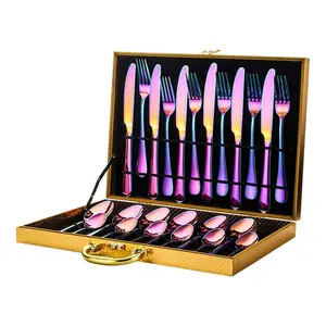 Stainless Steel 24 Piece High-End Tableware Set with One-Piece Molding, Includes Table Knife, Fork, Table Spoon & Tea Spoon