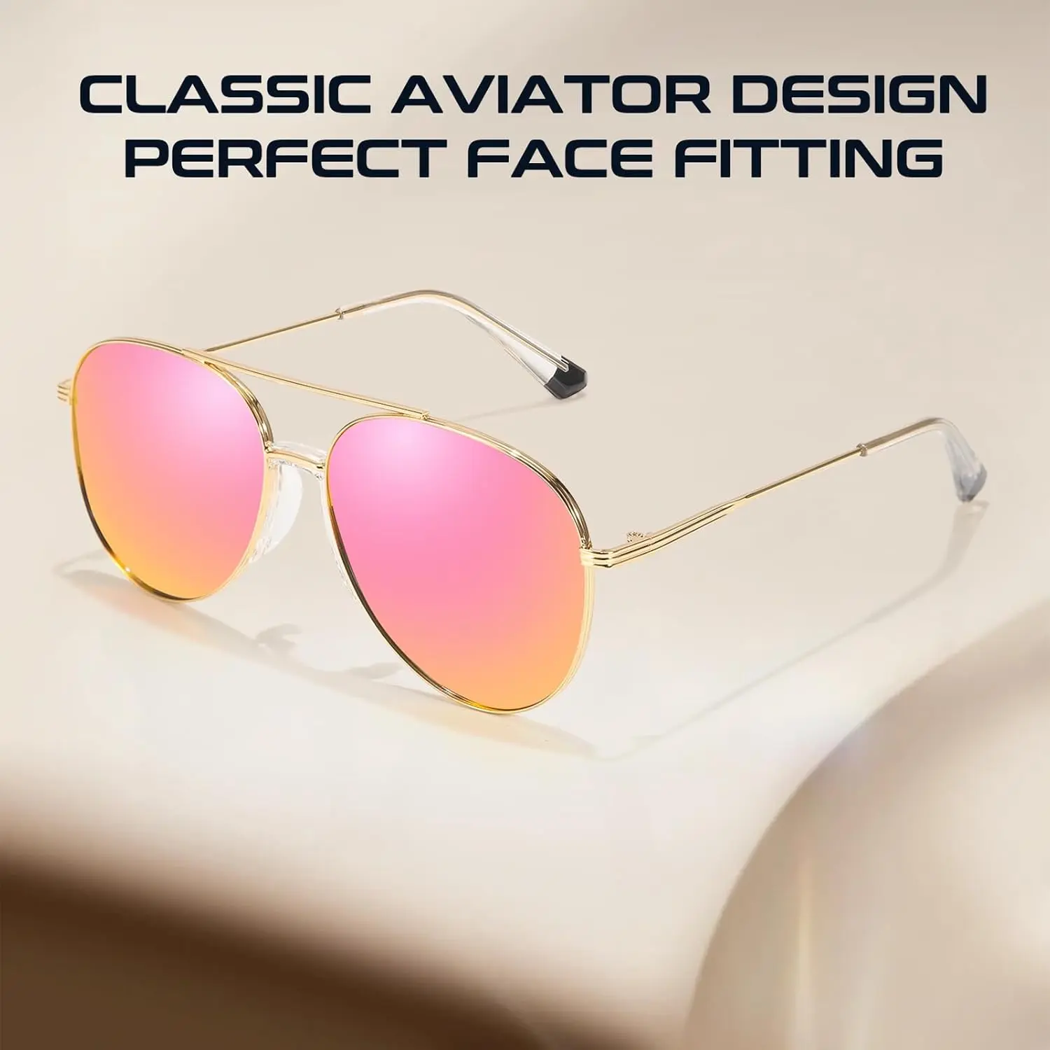 Tangle Free Aviator Sunglasses for Women Men Polarized Sun  display picture 2