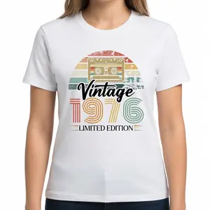 1976 Cassette Birthday T-Shirt, Unisex 50th Birthday Graphic Tee, Vintage Style Milestone Short Sleeve Apparel, Aesthetic Born in 1976 Best Friend Gift Fashion Top, Viral Trendy Anniversary Streetwear Shirt