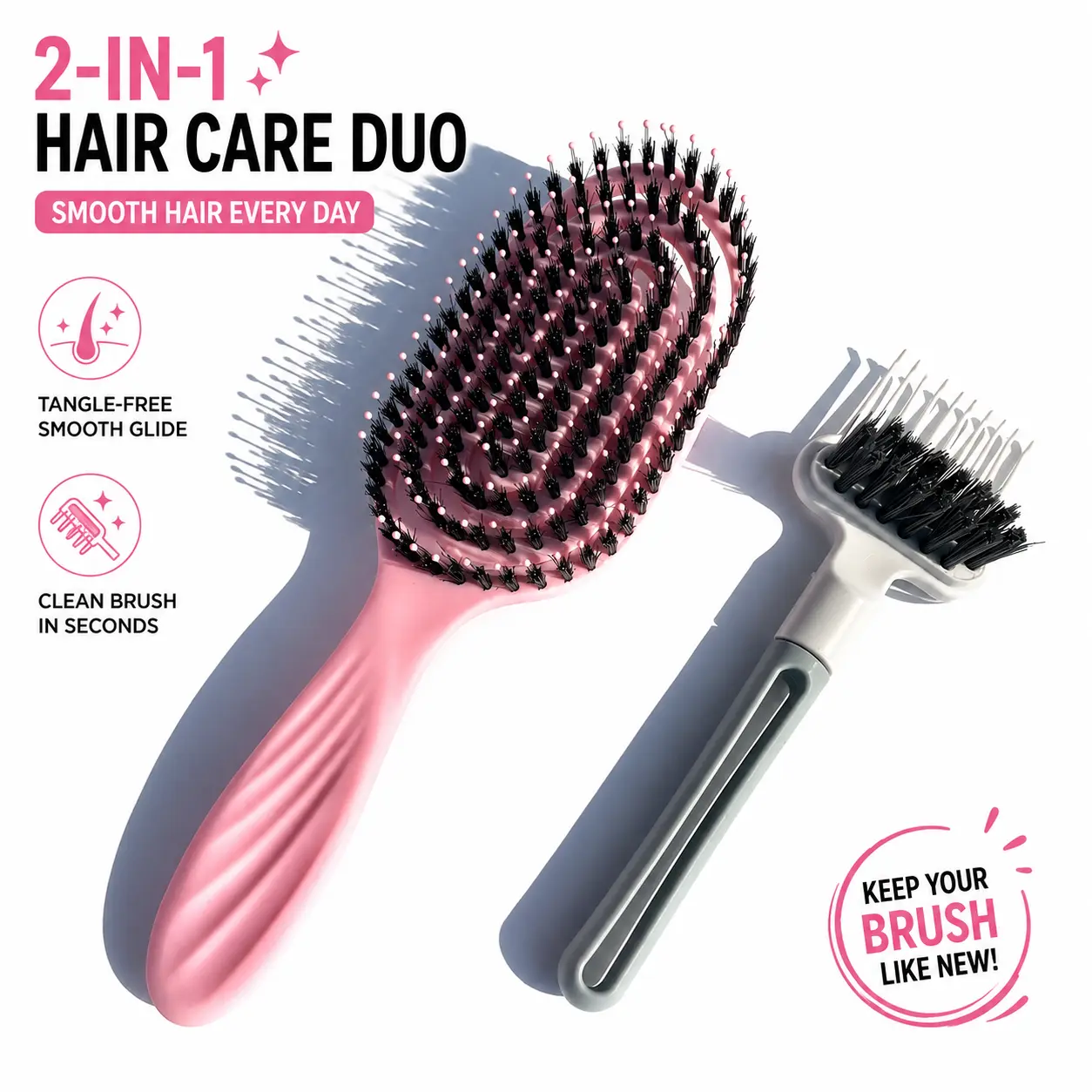 Lightweight Oval Vented Detangling Hairbrush - Salon-Grade Hair Care Tool for Curly Hairstyles, Curl-Defining Wet/Dry Hair Tool with Cleaning Accessory, Hair Tools Conditioning Detangler