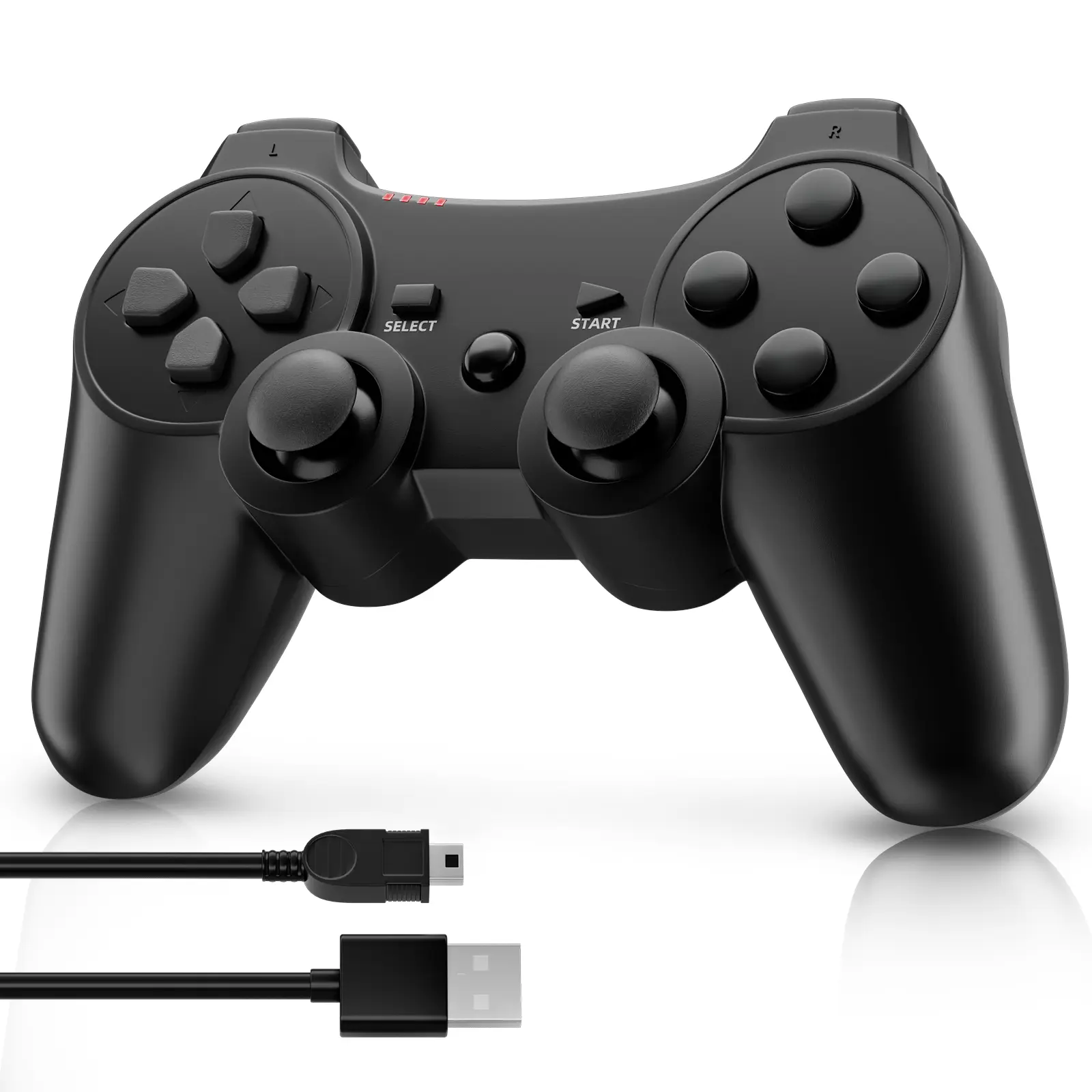 Wireless Game Controller for PS3 & PC, Wired Game Controller for PS2, Console Accessories with Double Vibration, 6-Axis Gyro, Motion Control, Upgraded Functionality