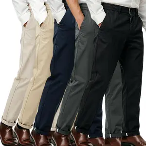 Men's slim-fit dress trousers made of cotton and spandex, available in multiple colors (sizes: 28-38).