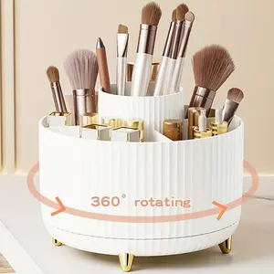 360° Rotating Cosmetic Brush Storage Basket, Multi-grid Countertop Makeup Storage Box, Desktop Organization for Home Office School, Beauty Organizer, Cosmetics Organizer