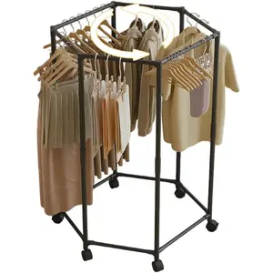 Laundry Rack Hexagonal Drying Stand for Clothes Space Saving Hanger with Multi Level Design for Bedroom Dorm Balcony Outdoor Indoor Use Metal Foldable Storage Garment Rack Hanging Clothes