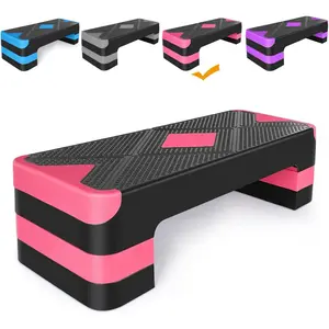 Adjustable Workout Aerobic Stepper in Fitness & Exercise Step Platform Trainer 3 settings adjustable height 4-6-8