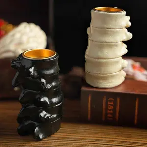 Halloween Themed Candle Holder, 1 Count Creative Spine & Brain Design Tea Light Holder, Decorative Ornament for Home Party & Festival