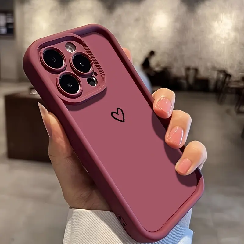 Soft Silicone Smartphone Case for iPhone 17 Air, 16, 15, 14 Pro Max, 13, 12, 11, XR, XS Plus - Creative Minimalist Burgundy, Shockproof, Full Camera Protection, Durable Slim, Comfy Grip Handheld Devices Accessory