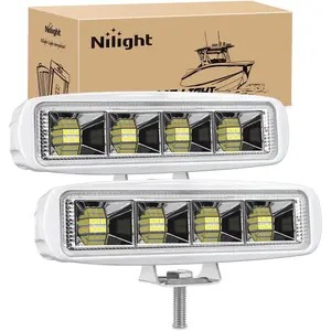 Nilight Marine LED Pods Navigation Lights 2PCS 72W White Flood Beam Ponton Boat Deck Dock Lights for Night Fishing T-top Stern Yacht Kayak Port Sailboat Trucks Tractors Outboard Motor Vehicle dealsforyoudays