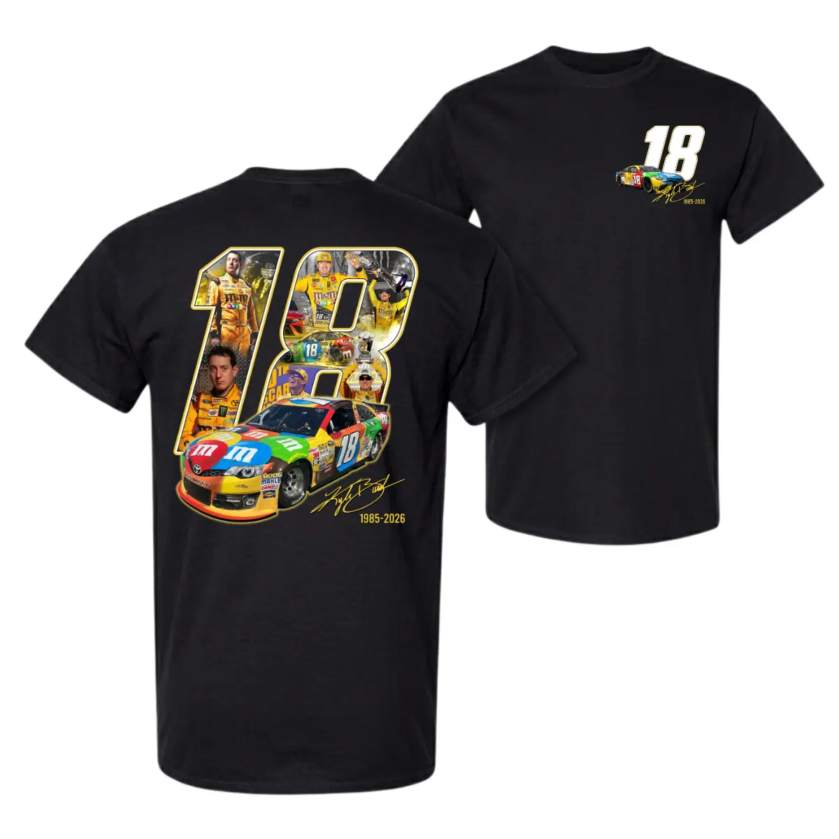 Women's 100% Cotton Round Neck Short-Sleeve Relaxed Fit Basic Graphic Print Tee - Customized Kyle Busch 18 Ver 2 NASCAR Legend RIP Rowdy Vintage Top, Streetwear, Thanksgiving, All Season Digital Print Crew Neck Top
