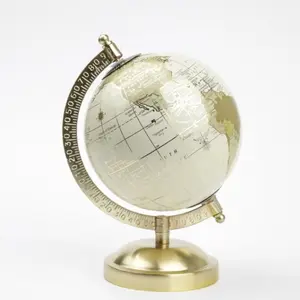 Cream and Gold 5.75" x 8" x 5" Tabletop Decorative Glob Globe Metallic