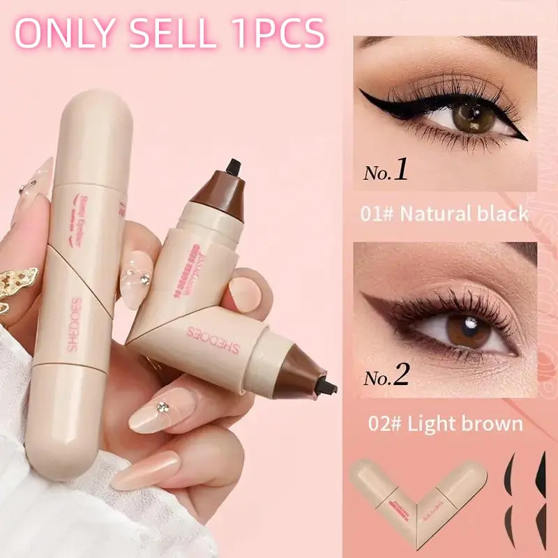 Rotating Winged Liquid Eyeliner Stamp Pen, Dual-Head Design for Precise Cat Eye & Winged Liner, Smudge-Proof Formula, Quick-Drying Eyeliner Makeup for Busy Days & Special Occasions, Longwear Eye Liner, Eye Makeup Products