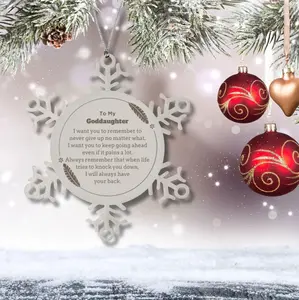 To My Goddaughter Gifts, Never give up no matter what, Inspirational Goddaughter Snowflake Ornament, Encouragement Birthday Christmas Unique Gifts For Goddaughter