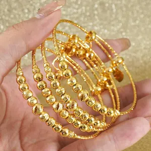 1 classic adjustable 24k gold-plated bead bracelet, Middle Eastern style, women's bridal wedding jewelry, Dupes luxury jewelry