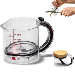 4 in 1 Measuring Cup with Adjustable Base Push Up Measuring Cups with Slider on Handle All in One Adjustable Measuring Cup for Baking Cooking and Laboratory