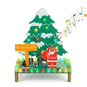 DIY Soldering Kit Christmas Tree project– Santa Xmas Tree Soldering Project Kit with RGB LED & Music | DIY Electronic Soldering Practice Kit for Teens & Adults & Students | Perfect Present for Xmas