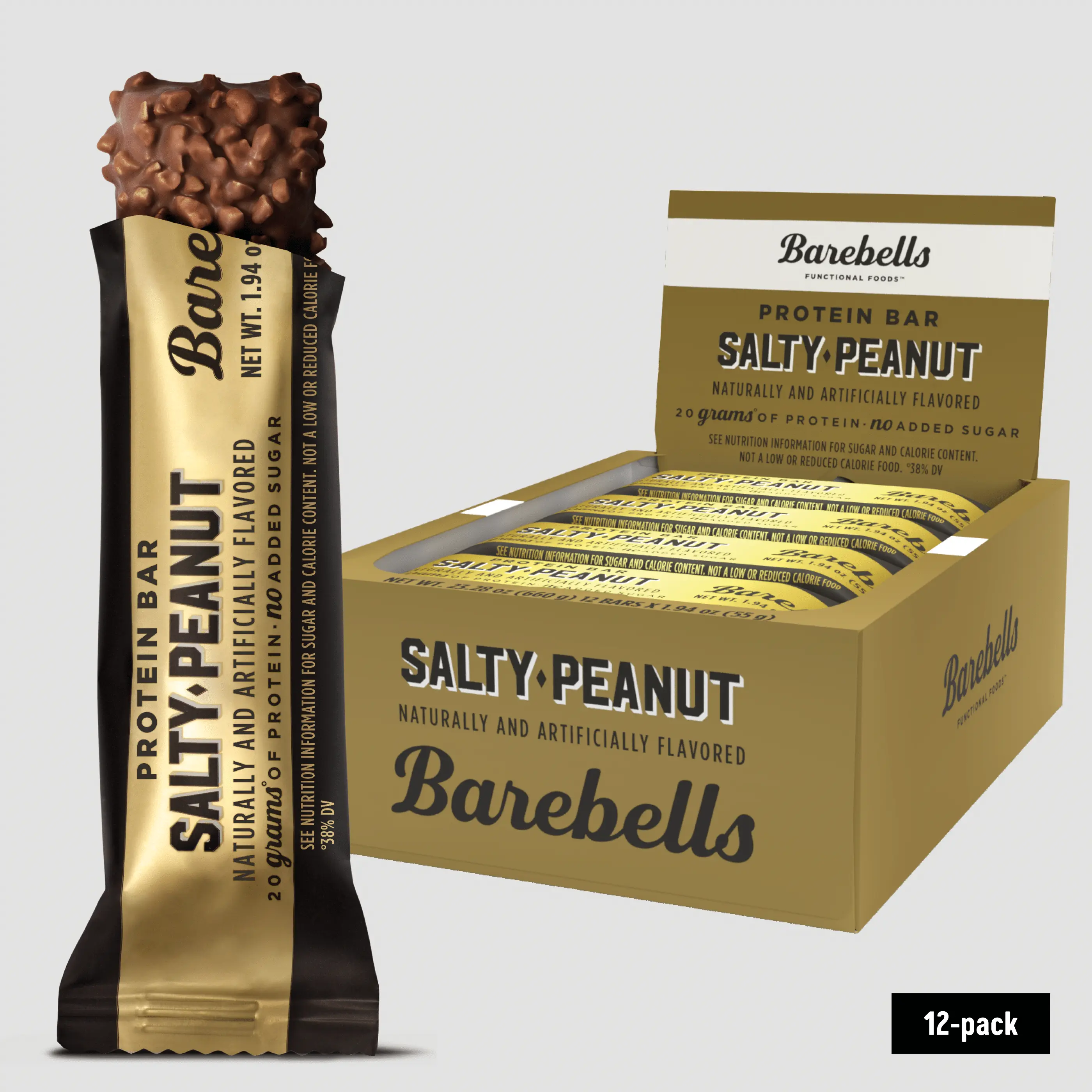 Barebells Salty Peanut - Protein Bar, Breakfast Snack, 20g Protein, No Added Sugar, Pack of 12 Barebells Salty Peanut - Protein Bar, Breakfast Snack, 20g Protein, No Added Sugar, Pack of 12