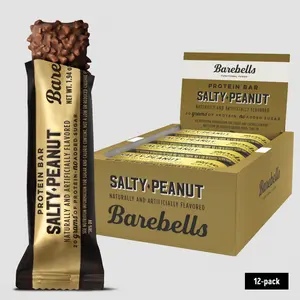Barebells Salty Peanut - Protein Bar, Breakfast Snack, 20g Protein, No Added Sugar, Pack of 12