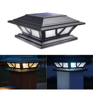 Siedinlar Solar Post Cap Lights Outdoor, Waterproof 2 Modes Warm/Cool White LED, Fits 4x4 5x5 6x6 Wood/Vinyl Posts for Fence, Deck, Railing, Patio & Backyard Decor, Black (1 Pack) outdoorfun