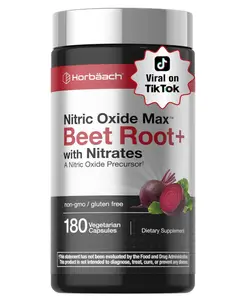 Horbäach Nitric Oxide Beet Root Capsules | 180 Count | with Nitrates and Precursor | for Men and Women | Vegetarian, Non-GMO, Gluten Free Supplement