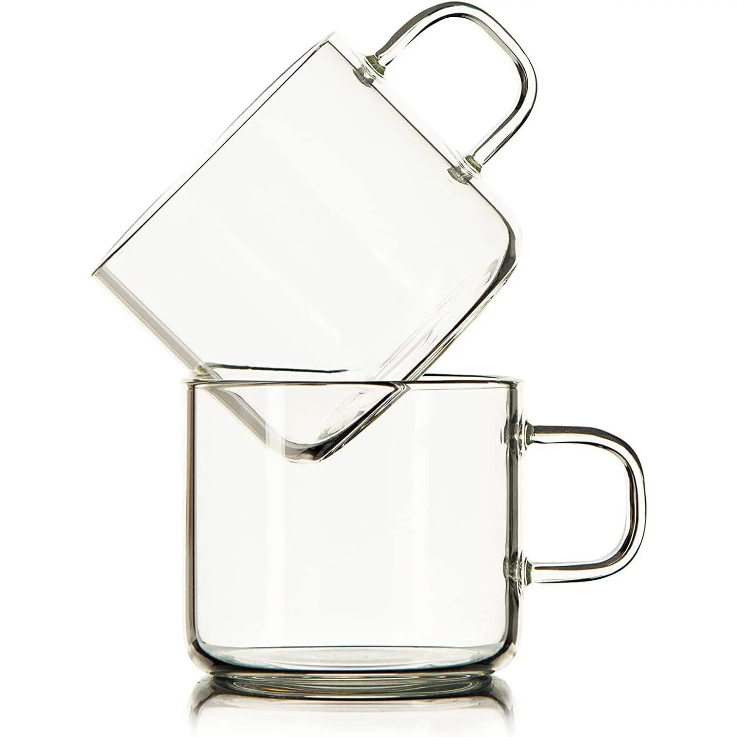 Glass Cups -6oz Small Crystal Clear Coffee Cup for Latte Cappuccino Hot Chocolate Tea and Juice (Set of 2)