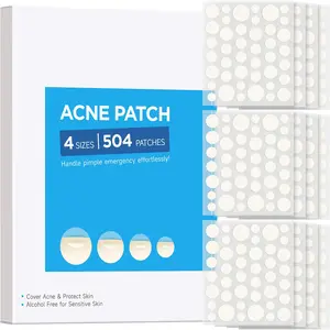 Pimple Patches for Face (504 Counts), Bulk Acne Patch, Zit Stickers 4 Sizes, Hydrocolloid Spot Stickers, Clear Acne Dots for Covering Zits, Blemishes and Breakouts